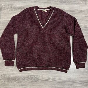 Vintage Stern's Men Pure‎ Laine V-Neck Chunky Knit Sweaster Made in France L